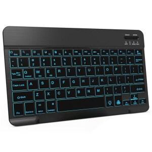 [미국배송] 아이패드호환 11세대 10세대용 7색 백라이트 블루투스 키보드 프로 M4 13 12.9 11인치 에어 M3 M2 5세대 4세대 미니 아이폰호환 충전식 안드로이드 태블릿폰 무선 키보드(블랙)