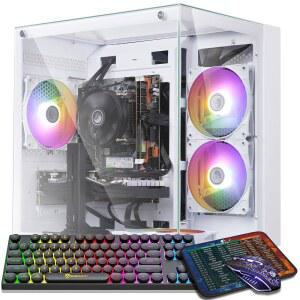 사전 제작된 게이밍 PC 데스크톱 컴퓨터, 코어 i7 7700 데스크톱, 3.6-4.2GHz 주파수로 작동하는 RTX 4060 그래픽 카드, 8GB GDDR6 비디오 메모리, 16GB RAM, 1TB SSD, WiFi 5.0, RGB 팬 x4