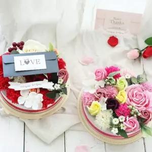 어버이날 카네이션 원형 케익 박스 용돈 봉투 포함 비누꽃 부모님 생신 생일 선물 플라워용돈박스