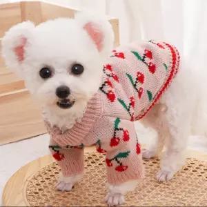 니트 강아지여름옷 체리무늬 강아지옷 강아지봄옷 핑크 강아지가을옷