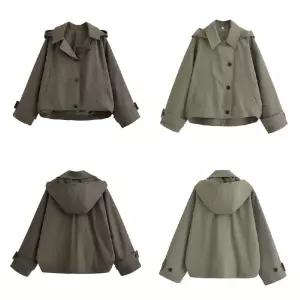여자점퍼 집업 야구 항공 추동 캐주얼 케이프형 후드 트렌치코트 원템4