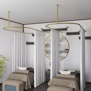 프라이버시 파티션 커튼봉 U자형 롱 서포트 막대 방 칸막이 트랙 금속 지지대 벽 장착 커튼 미용실 침실