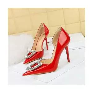 SMK 여자 하이힐 오션샤인 스틸레토 펀칭 큐빅단화 웨딩 슈즈 JEN5