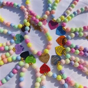 하트 글자 펜던트 애완 동물 진주 목걸이  목 장식 고양이 강아지 개  선물 칼라 악세사리