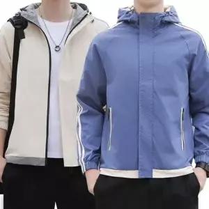 겨울옷 배색 막이 점퍼 후드 낚시 남자 캠 등산 바람 간절기 여자 (WFK9IMT)