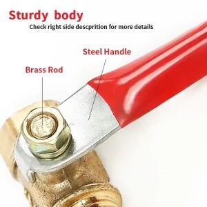 파이프 피팅 볼 밸브 조인트 컨트롤러 빨간색 핸들 공압 커넥터 황동 1/8'' 암수 나사