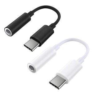 [미국배송] QAJOPFN 2팩 USB C TO 3.5MM 헤드폰 잭 어댑터 마이크 포함 하이파이 DAC 오디오 컨버터 아이폰호환 15 /PRO 삼성호환 삼성제품호환 아이패드호환 프로 맥북호환 픽셀 블랙 앤 화이트와 호환 가능