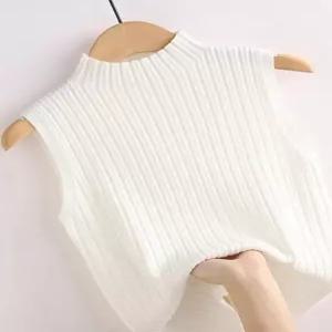 나시 목폴라 골지 반하이넥 민소매 니트민소매 반폴라