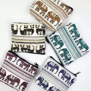 고품질 화장품 태국 코끼리 패브릭 소형 파우치 여행용 출장용 면 (WFKA08X)