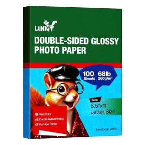 Uinkit 두꺼운 인화지 광택 양면 100매 8.5x11 헤비급 68파운드 260gsm 잉크젯 인쇄 가능 A4 글자 크기 플라이어 벌크 팩 8.5 x 11 카드 종이 엽서 우편물 A189