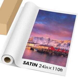코알라 프리미엄 RC 새틴 포토 페이퍼 롤, 잉크젯 프린터용 24인치 x110피트 와이드 포맷, 방수, 빠른 건조, 고해상도 사진 촬영, 아트 프린트 및 포스터 제작