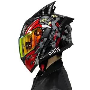 오토바이 헬멧 남녀 더블 렌즈 공개 블루투스 슬롯 사계절