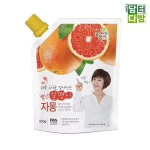 꽃샘 별난알맹이 자몽 파우치 500g X4/아이스티/음료/스무디/주스/희석/과일/농축/재료/음료수/액상