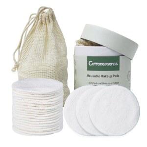 재사용 가능한 메이크업 리무버 패드 - 세탁 가방과 보관용 원형 상자가 포함된 25팩 코튼, 모든 피부 타입을 위한 대나무 코튼