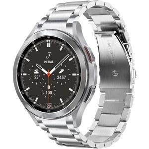 KOREDA 노 갭 메탈 밴드 갤럭시 워치 7 FE 4 5 6 40mm 44mm / 클래식 43mm 47mm 프로 45mm 42mm 46mm, 솔리드 비즈니스 스테인리스 스틸 남성용 스트랩 실버