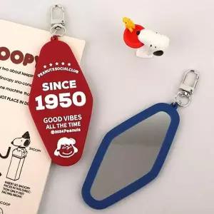 [셀러에이드]피너츠 스누피 75주년 거울 키링 2P 키홀더 가방고리 파우치키링