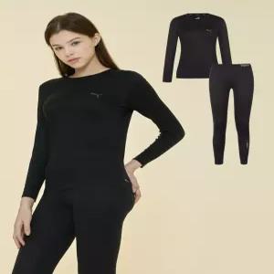 푸마 바디웨어 여성 라이트 퓨징 웜웨어 상하의 세트 (블랙)
