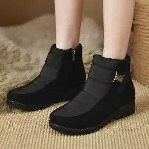 [오늘출발] 메르나뛰 자체제작 패딩 스웨이드 콤비 방한 발목 기모 안감 통굽 여성 앵클 부츠 ME5399