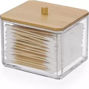 뚜껑이 있는 히피웨 아크릴 큐팁 홀더 디스펜서 투명 플라스틱 욕실 용기 사각 약병 세트 면봉 및 치실용