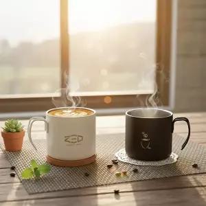 제드 커피타임300 304스텐 이중진공 보온 보냉 커피잔 2인 세트