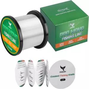 POWJOY 20 30 80파운드 튼튼하면서도 얇은 모노 낚싯줄 투명한 녹색 엉킴 없음 페이딩 매듭 카드 선물