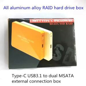 알루미늄 스틸 C타입 휴대용 하드 드라이브 케이스 MSATA-USB3.1 SSD RAID 듀얼 SATA 어레이  처리 2.5 인