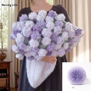 가을 겨울용 라이트 그라데이션 롱 스테이플 두꺼운 실 섹션 염색 컬러 수제 장미 꽃다발 재료 키트 초보자