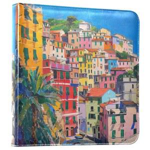 알라자 컬러풀 하우스 신케 테레 이탈리아 사진 앨범 셀프 접착 스크랩북 PU 가죽 커버 3 링 바인더 사진집 결혼식 가족 여행 기념