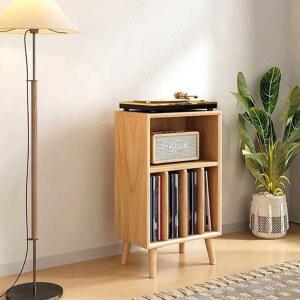 LP 원목 선반 턴테이블 진열장 정리함 장식장 단층책장 스탠드 낮은 호두색상 캐비닛