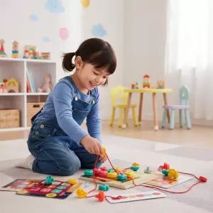 탑브라이트 실꿰기 러닝박스 원목 구슬꿰기 블럭놀이 맞추기 모양 도형 실끼우기 소근육 장난감