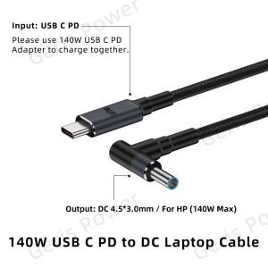 140W USB C PD-DC 4.5X3.0mm 노트북 충전기 변환기 HP 호환 Envy ProBook EliteBook Pavilion Stream 용 고