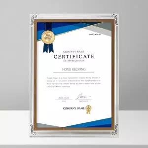 크리스탈 유리 상장 액자 A4 골드 탁상 졸업장 프레임 (KYR-WCB994A)