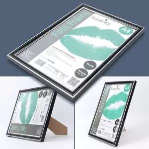 A4 블랙크롬 스탠드액자 상장액자 사진 홍보물액자 (KYR-WCC1968)