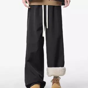 남성 와이드 기모 뽀글이 팬츠 겨울 방한 밴딩 바지 스키 스키장 썰매 두꺼운 따뜻한