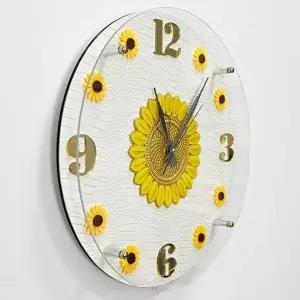황금 주물 해바라기 가죽 아크릴 무소음 고급 벽시계 (KYR-WE20B74)