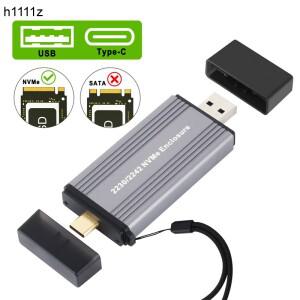 NVME 케이스 SSD M2 어댑터 외부 인클로저 M/M+B 키-USB 3.1 TYPE-A + C 10Gbps는 2230 2242 박스를 지원