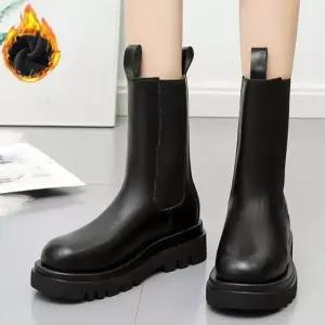 여성 데일리 굽 첼시 기모 털부츠 TT8112 여성레인부츠 기모레인부츠 첼시부츠 털부츠 겨울부츠