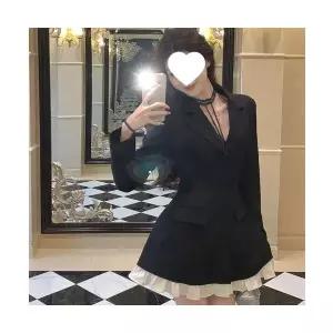 여성 쉬폰원피스 시폰 긴팔 정장 원피스 스커트 하이웨스트 ADOR1