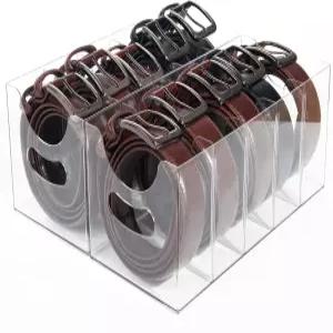 탈부착 가능한 칸막이가 있는 옷장용 벨트 정리함 2팩 보관 - 5칸 및 손잡이 서랍 속옷 양말 보타이 아크릴