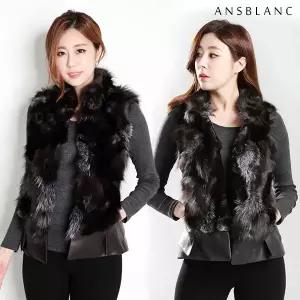 [무료배송] 앙스블랑 실버S 가죽조끼 조끼 베스트 포인트 모피조끼 017 2939642