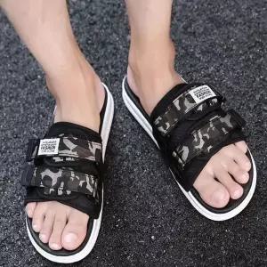 [하프클럽/]남녀 포인트 컬러 더블 스트랩 찍찍이 슬리퍼 샌들