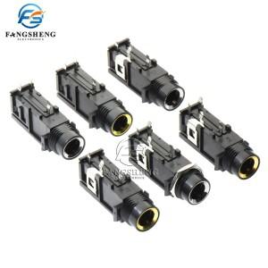 5Pcs DIY 6.35mm  잭 금도금 3 4Pin 스테레오 듀얼 채널 마이크 소켓 오디오 스트레이트 커넥터