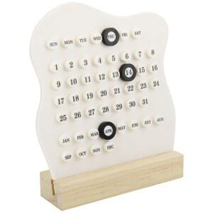 레트로 데스크톱 캘린더, 나무 캘린더 스탠드, 영구 플래너 날짜 데스크 오피스 홈 룸 장식용 월 요일 표시 화이트