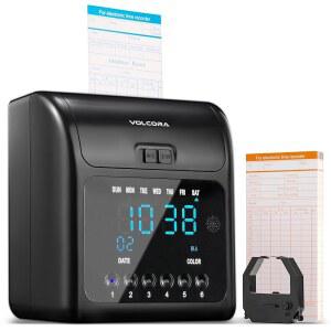 [미국배송] 50개의 타임카드 1개의 잉크 리본 백업 배터리 키 및 네트워크 필요 없음 사무실용 타임카드 기계 소매용 기계를 갖춘 중소기업용 볼코라 타임클럭