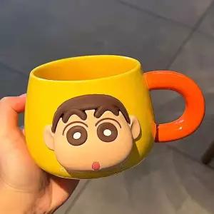 짱구 3D 페이스 자석 머그컵 500ml-옐로우