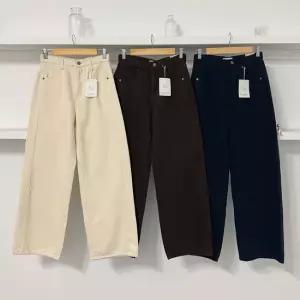 [다잇템] 여성 FW 피치기모 박시 색상 와이드핏 면바지