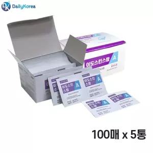 국산 이도팜 이도스킨스왑A 일회용알콜솜 100매 5통 D/일회용/1회용/알콜솜/소독솜/알콜/스왑/상처/소독