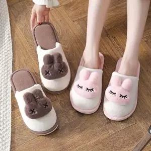 [엄지척]만화 토끼 윈터 슬리 실내화 따뜻 슬리퍼 털실 방한