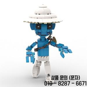 블루 판타지 고양이 MOC  관절이 움직이는 바이럴 인터넷 밈 생물 수집가를 위한 마법 동물 모델