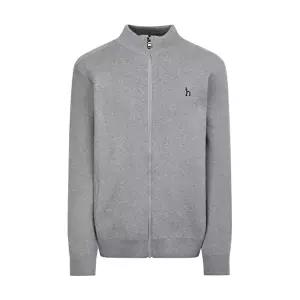 [헤지스]헤지스 남성 [스테디셀러]그레이 로고자수 면 집업니트  (WHSW5A101G2)